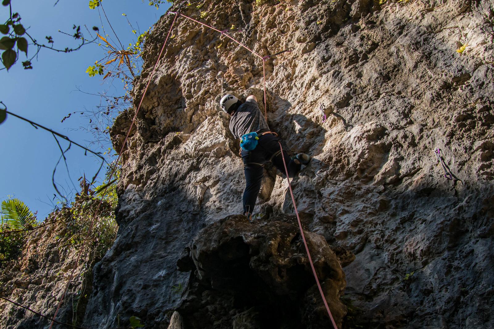 Climber on outdoor route